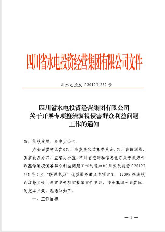 四川省水電投資經(jīng)營(yíng)集團(tuán)有限公司 關(guān)于開展專項(xiàng)...